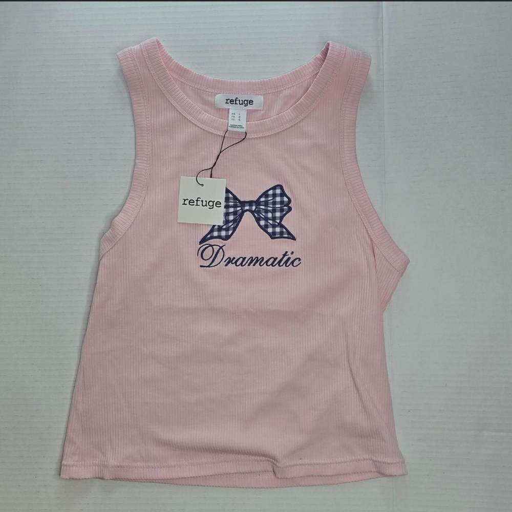 Refuge Pink Kids Tank Top with Bow Design